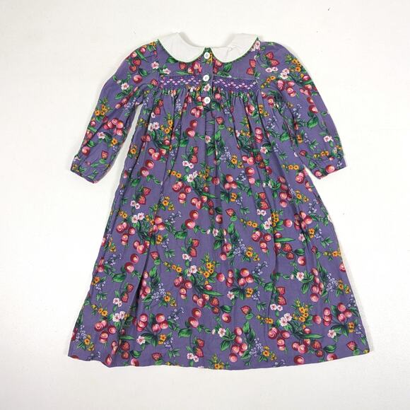 Viva La Fete Dress Girls Size 4 Purple Floral Midi Fruit Boutique - Picture 1 of 4